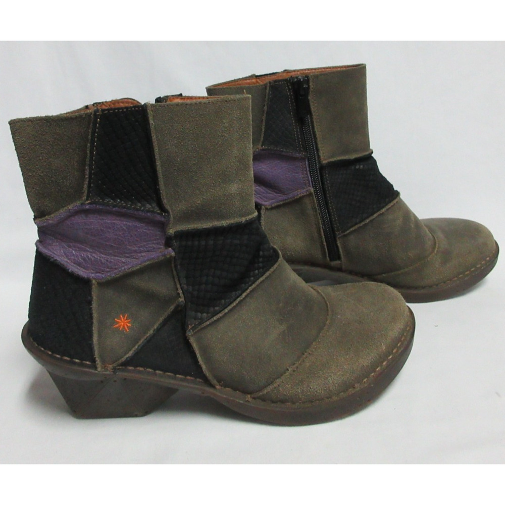 The Art Company Size 39 Patchwork Leather Ankle Bootie Women Shoes Distressed